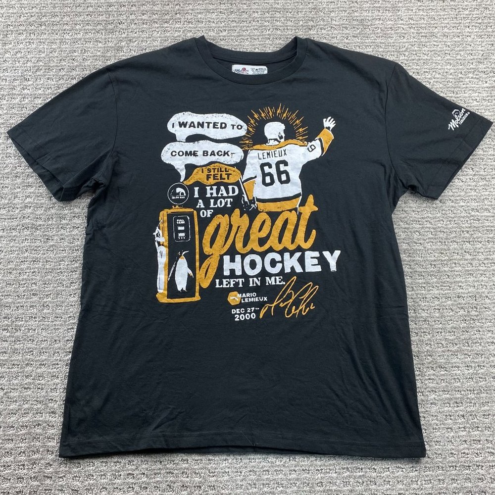 Molson Canadian Shirt Men Large L Black Mario Lemieux I Wanted to Come Back Tee
